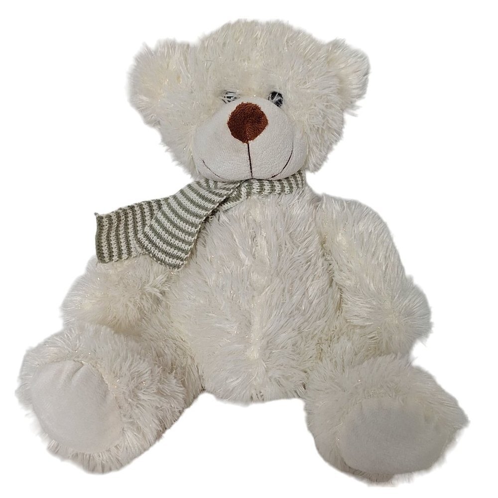 White Teddy Bear Winter Scarf Stuffed Animal 11.5 Inch